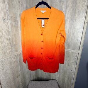 Isaac Mizrahi Orange to Red Ombre Cardigan